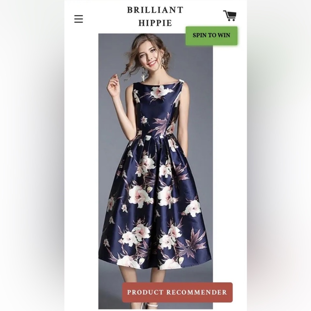 Han Queen Zhenyi dress blue white  Pink sleeveless Print A-line 2XL Runs Small